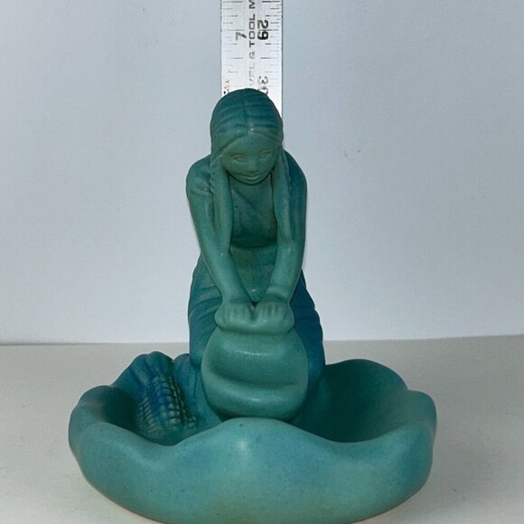 Vintage Van Briggle Pottery Corn Maiden Native American Maize Turquoise Blue 7" - Picture 15 of 15